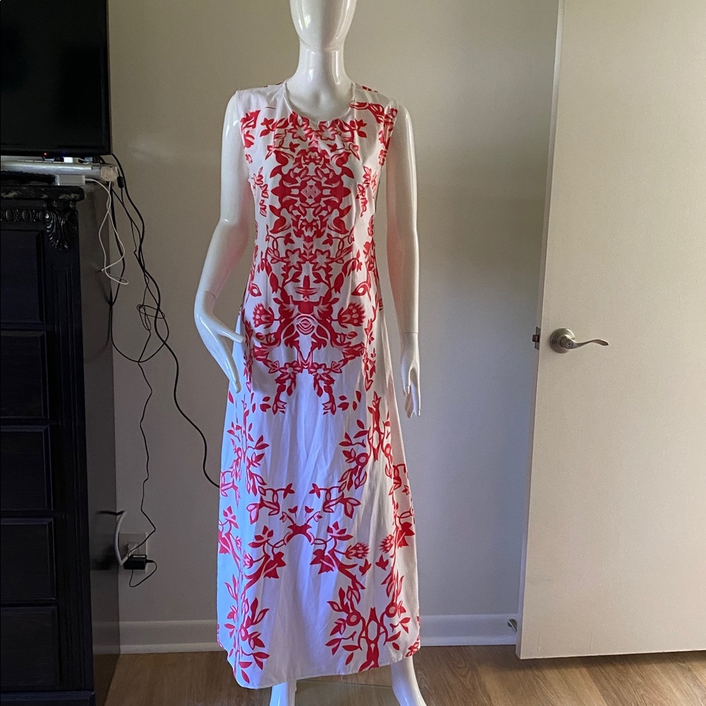 Floral Red and White Maxi Dress